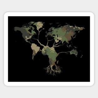 World Map Tree | Africa Map Root | Earth Day | Camo Pattern Sticker